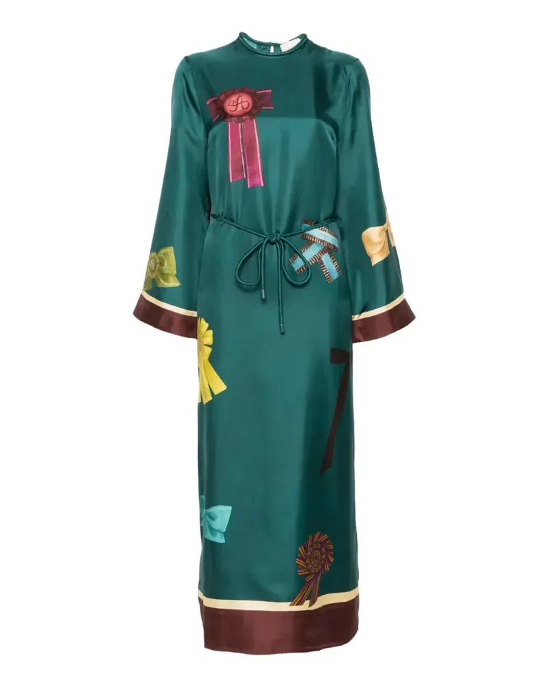 ALEMAIS Rosette Midikleid aus Seide - Grün Grün