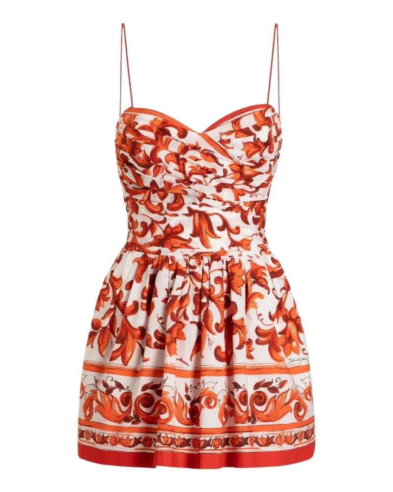 Dolce & Gabbana Popeline-Kleid mit Majolica-Print - Orange Orange