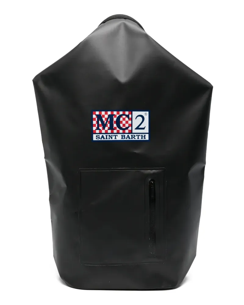 MC2 Saint Barth logo-patch roll-top backpack - Schwarz Schwarz