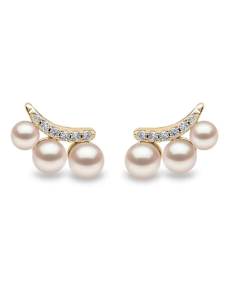 YOKO London 18kt Sleek Gelbgoldohrstecker mit Akoya-Perlen und Diamanten Gold