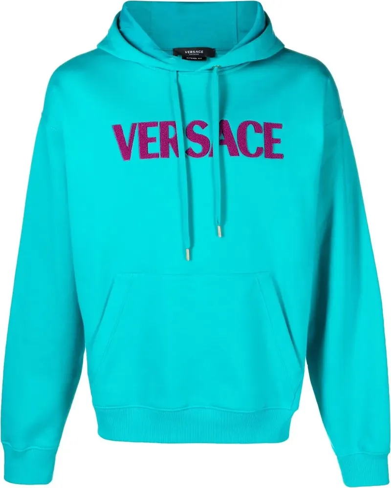 Versace Hoodie mit Logo-Print - Blau Blau