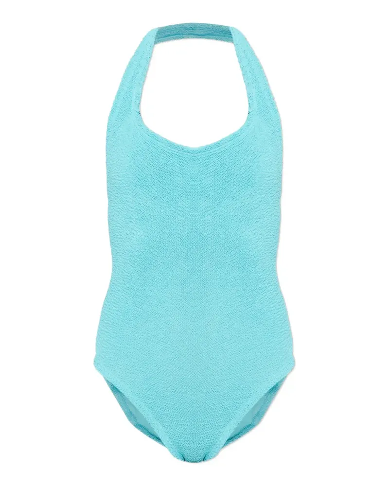 Hunza G Sandy Neckholder-Badeanzug mit Knitteroptik - Blau Blau