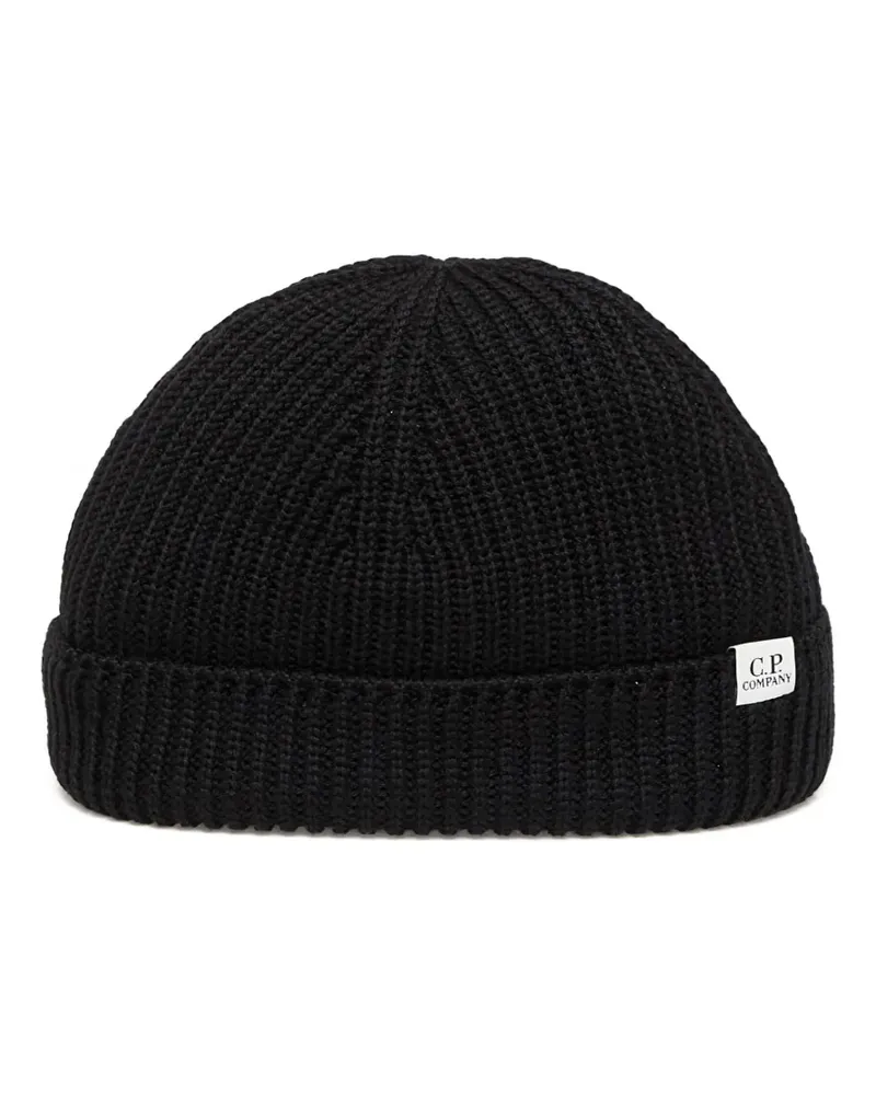 C.P. Company Fisherman Merino-Beanie - Schwarz Schwarz