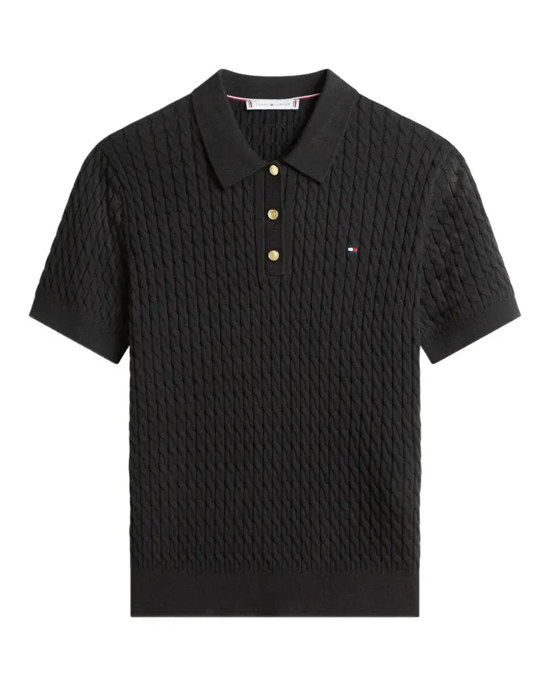 Tommy Hilfiger cable-knit polo top - Schwarz Schwarz