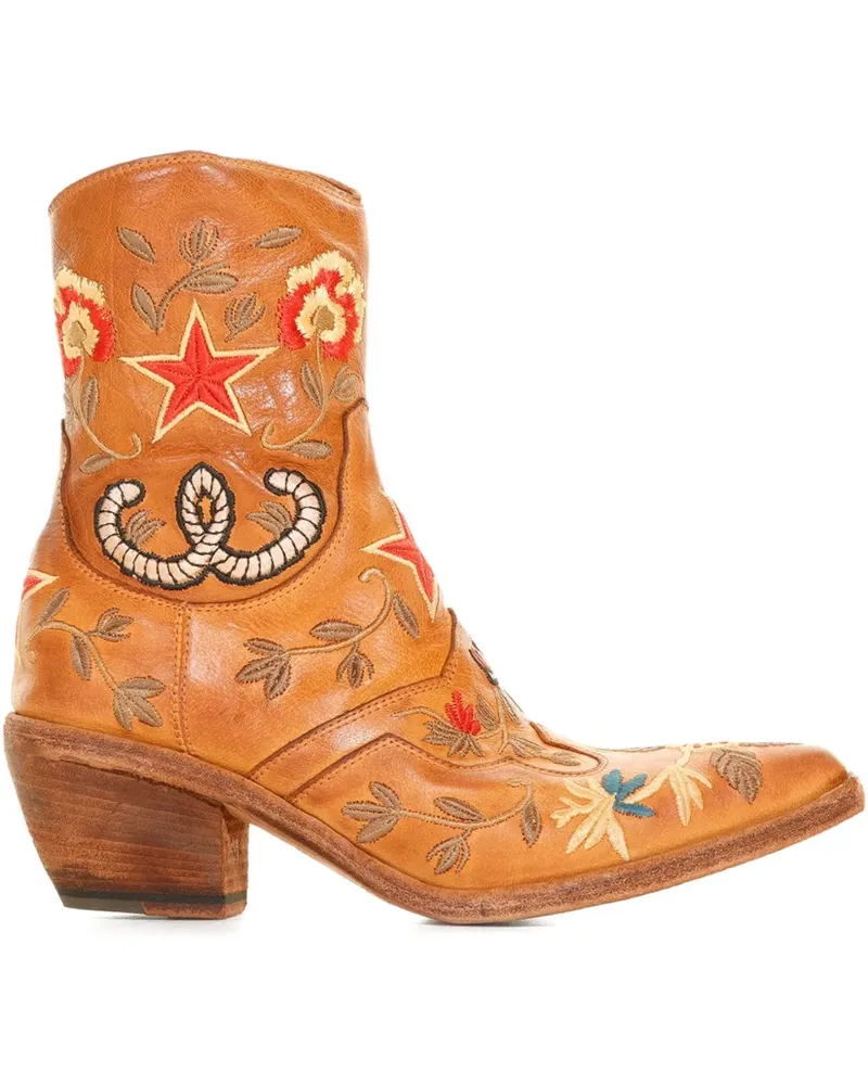 Fauzian Jeunesse Bestickte Cowboystiefel - Braun Braun