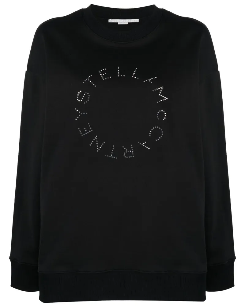 Stella McCartney Sweatshirt mit Strass-Logo Schwarz