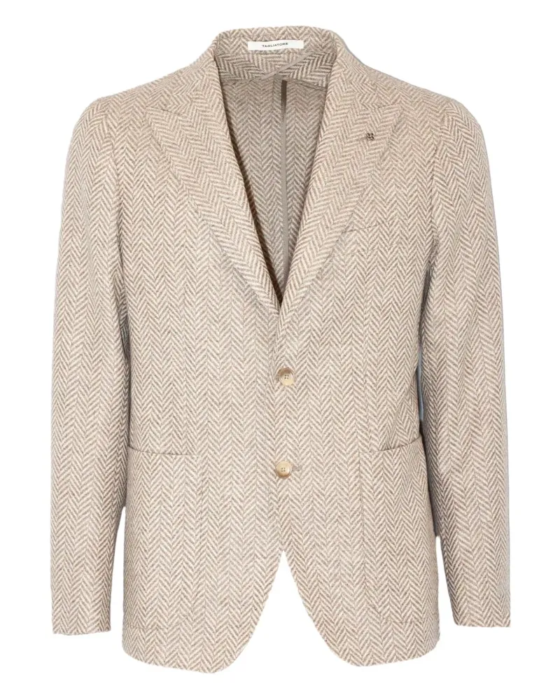 Tagliatore herringbone single-breasted blazer - Nude Nude