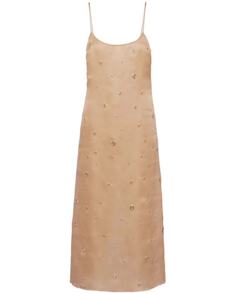 Prada Organza-Midikleid mit Ösendetail - Nude Nude