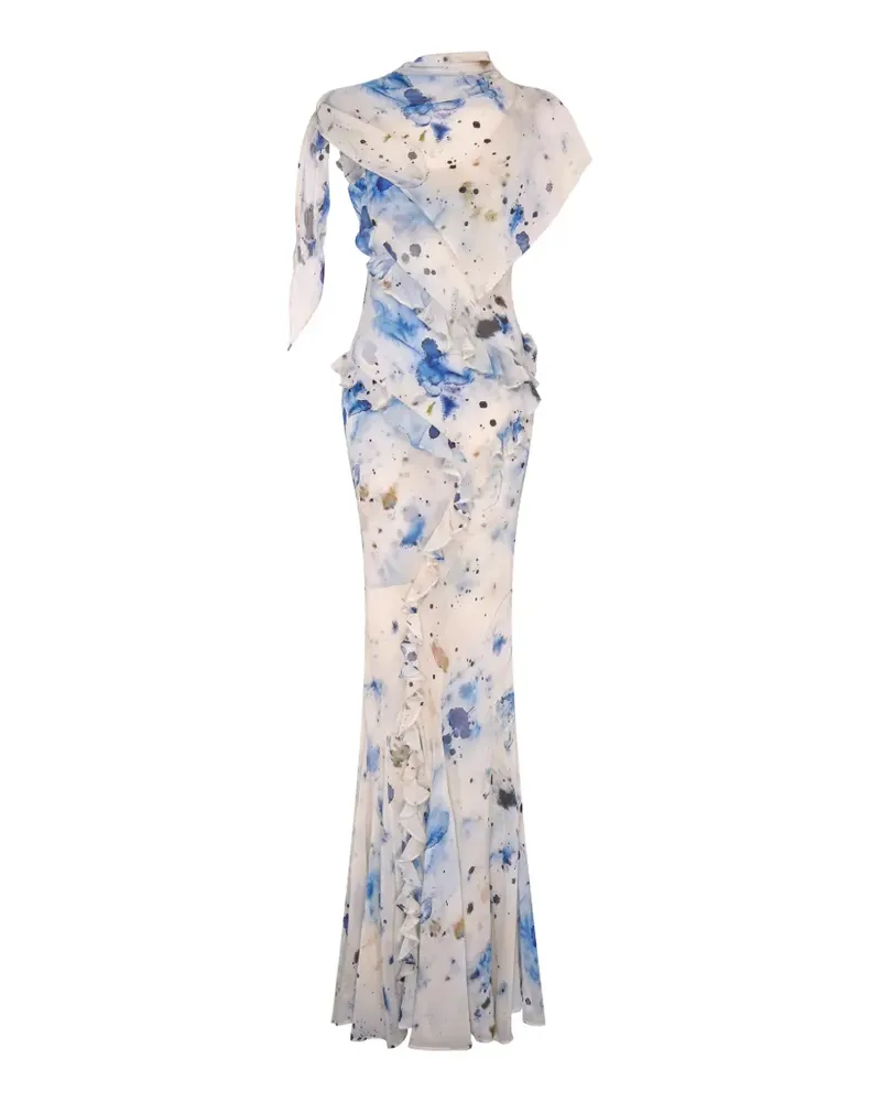 Paris Georgia Gerüschtes Maxikleid mit Print - Nude Nude