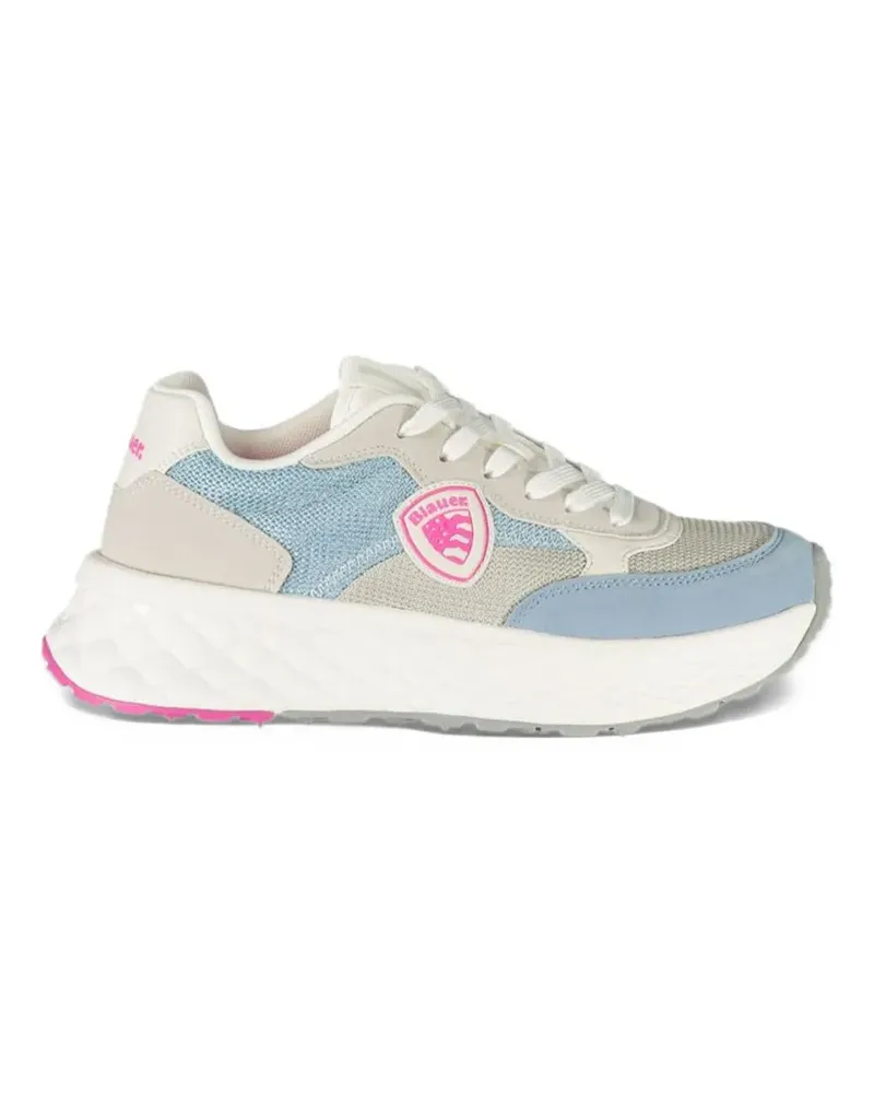 Blauer Sneakers mit Kontrasteinsätzen Blau