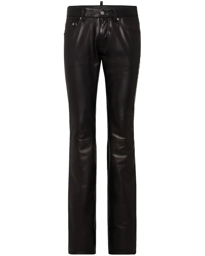 Dsquared2 Schmale Lederhose - Schwarz Schwarz