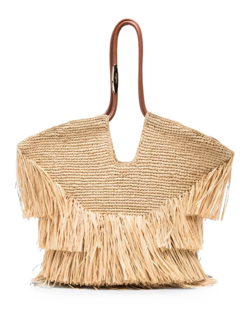 Zimmermann medium Goldentime fringe tote bag - Nude Nude