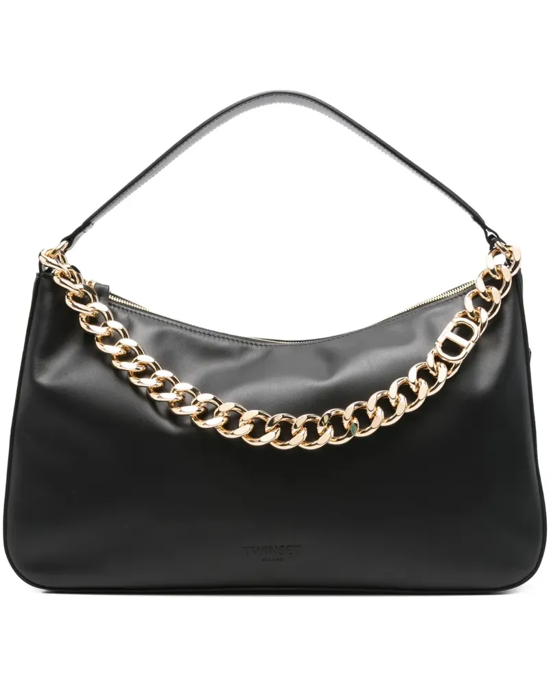 Twin-Set Liliane Schultertasche mit Kettenverzierung - Schwarz Schwarz