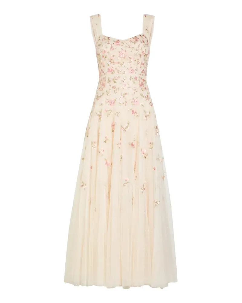 Needle & Thread Mayflower Ditsy Abendkleid mit Stickerei - Nude Nude