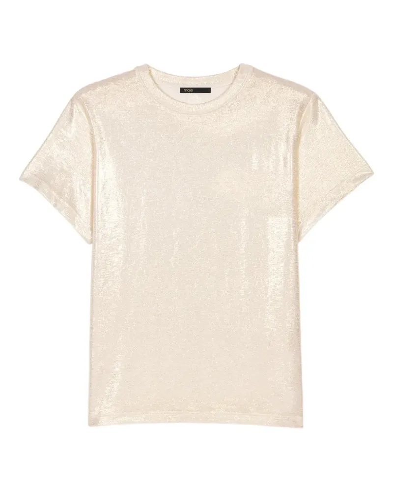 Maje metallic-finish T-shirt - Nude Nude