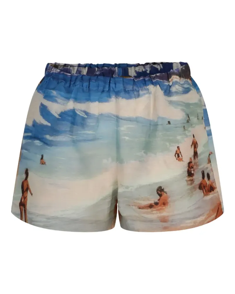 Cult Gaia Mori beach-print shorts - Blau Blau