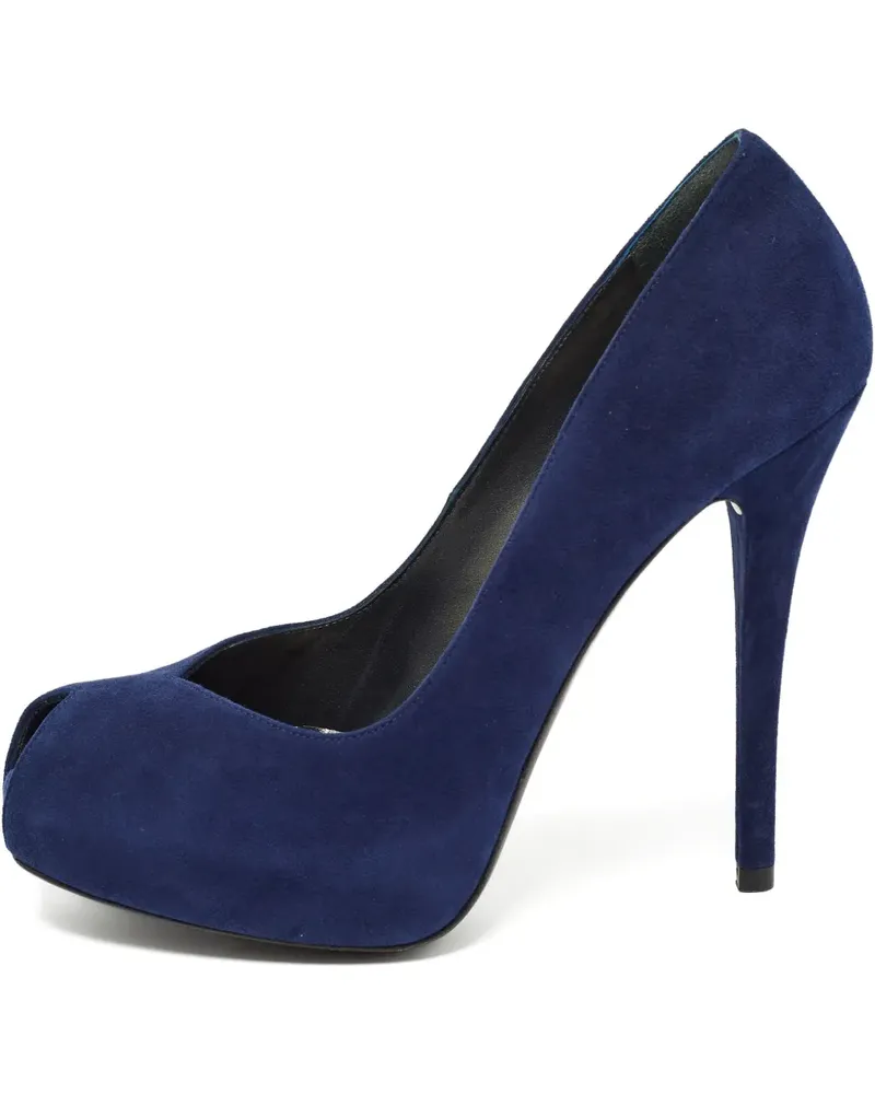 Stuart Weitzman Peeptoe-Pumps aus Wildleder - Blau Blau