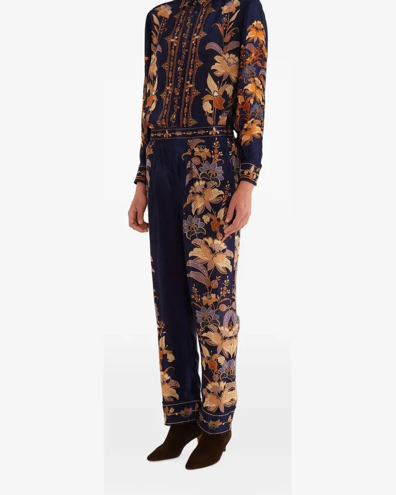 FARM Rio Lara Hose mit Blumenprint - Blau Blau