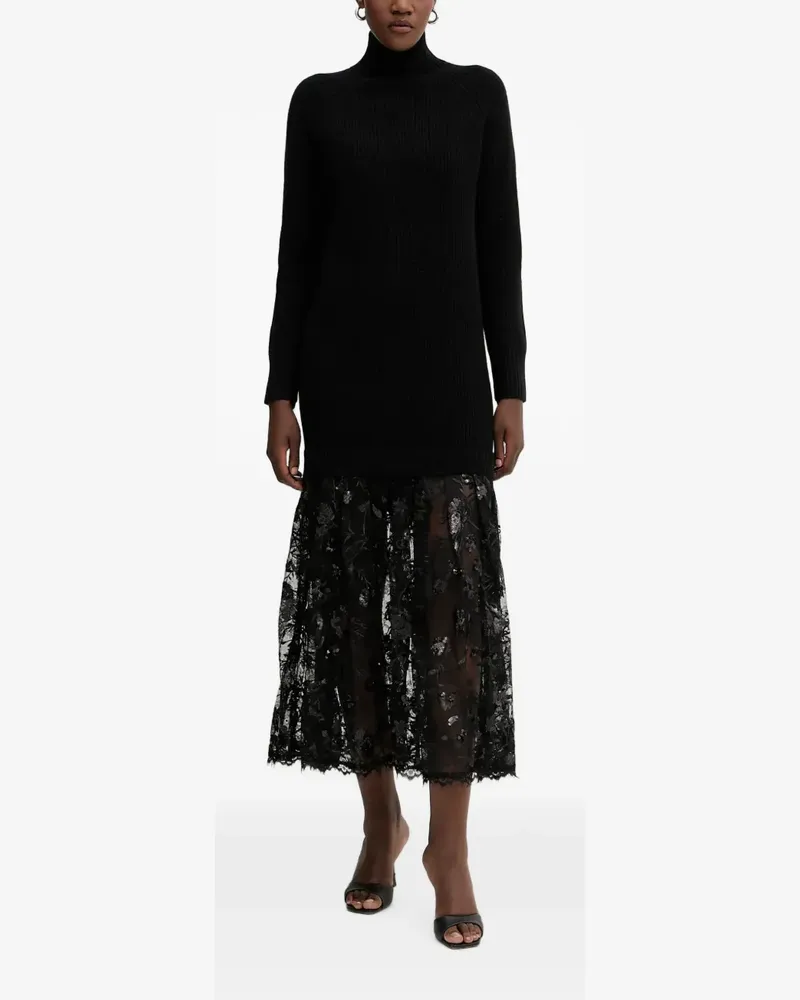 Ermanno Scervino sequin-embellished lace-panel midi dress - Schwarz Schwarz
