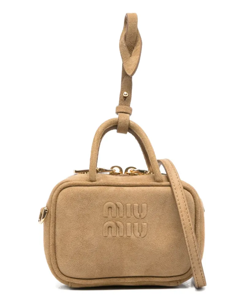 Miu Miu Mini-Tasche mit Logo-Prägung - Braun Braun
