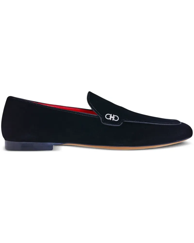 Ferragamo Loafer aus Samt mit Stegverzierung - Schwarz Schwarz