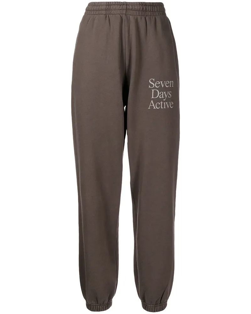 7 DAYS Active Jogginghose mit Logo-Print - Grau Grau