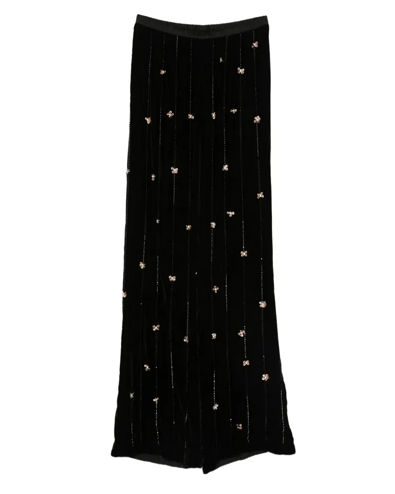 forte_forte Verzierte Hose aus Samt - Schwarz Schwarz