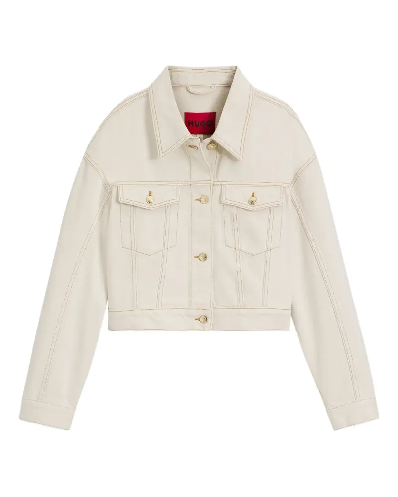 HUGO BOSS Geknöpfte Cropped-Jacke - Weiß Weiß