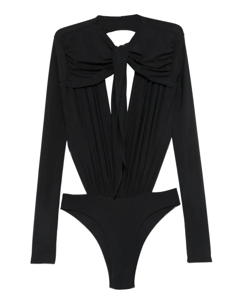 Amazuìn Geraffter Anais Body mit Cut-Out - Schwarz Schwarz