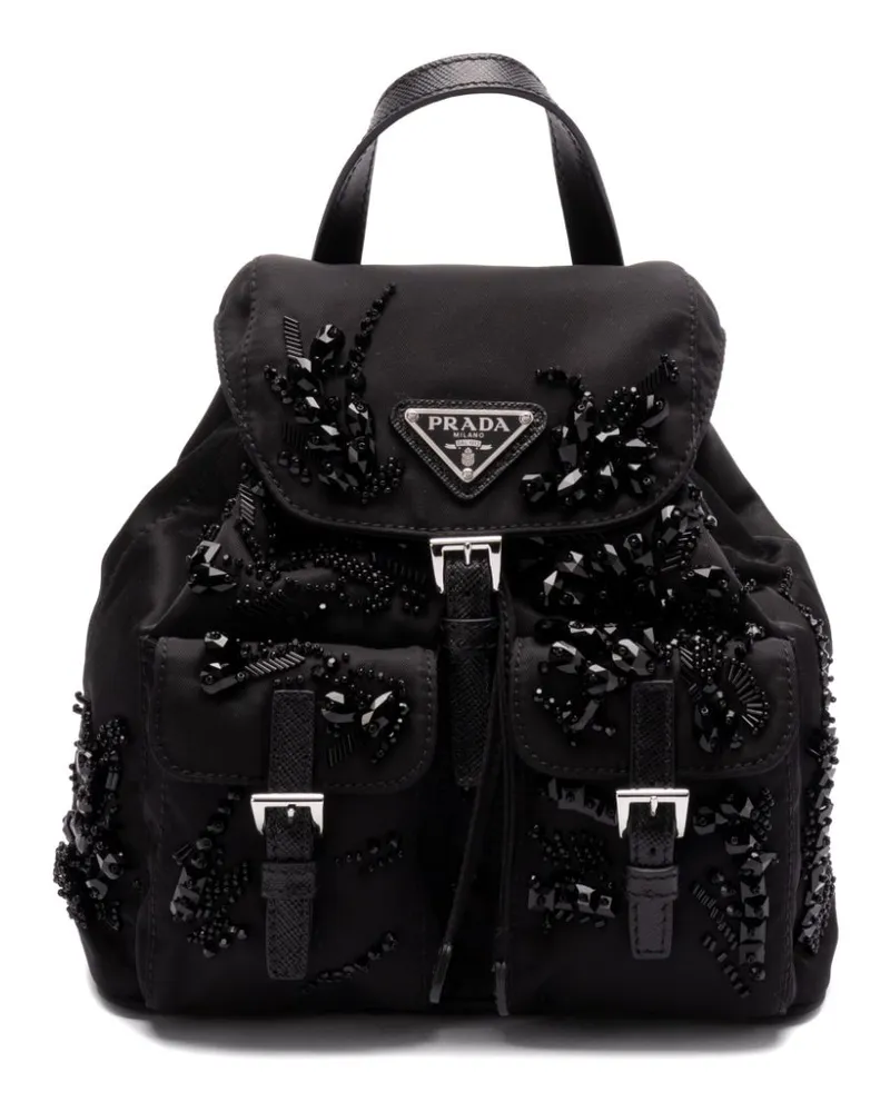 Prada Rucksack mit Emaille-Logo - Schwarz Schwarz
