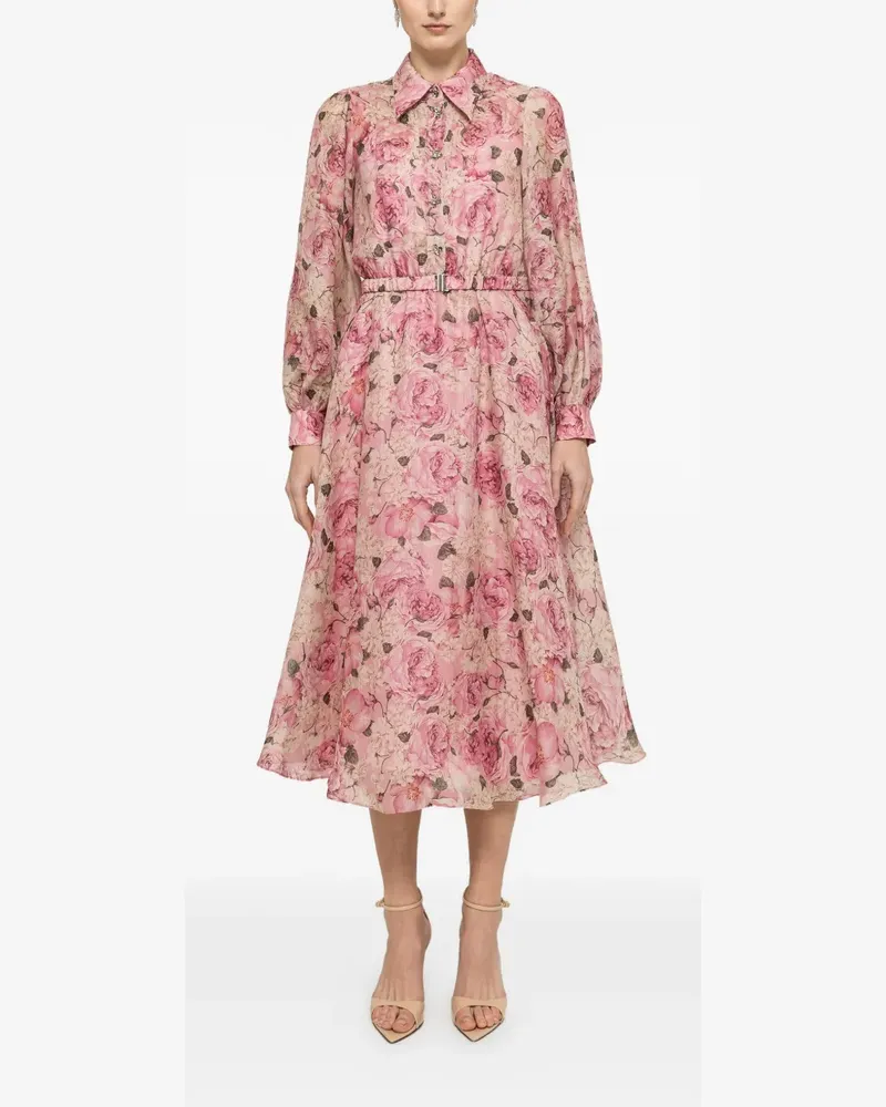 NISSA belted floral-print midi dress - Rosa Rosa