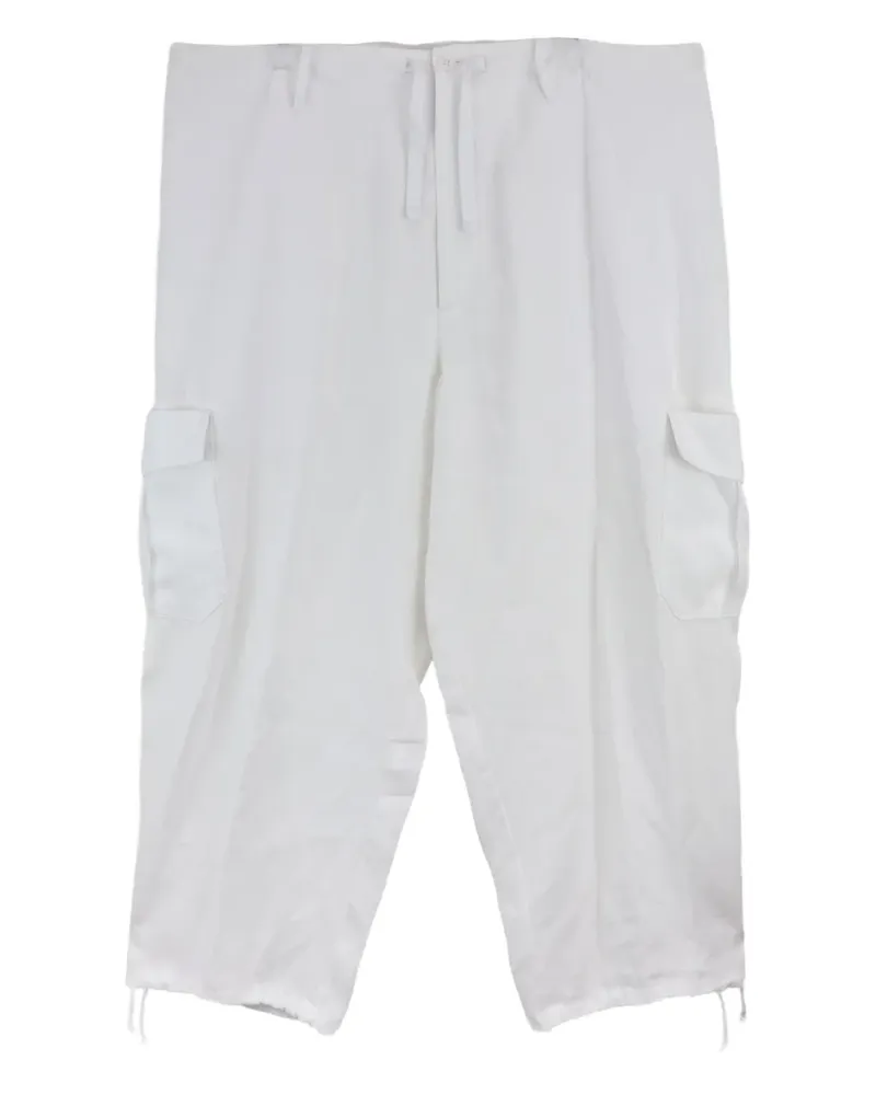 Yohji Yamamoto Cargohose mit Kordelzug - Weiß Weiß