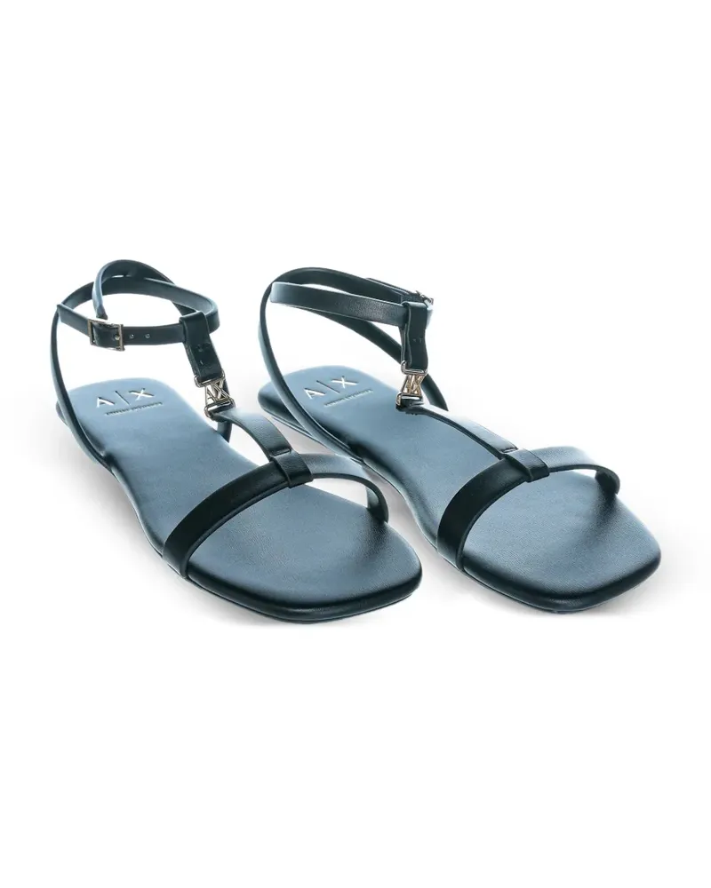 Armani Exchange logo-plaque buckle-fastening sandals - Schwarz Schwarz