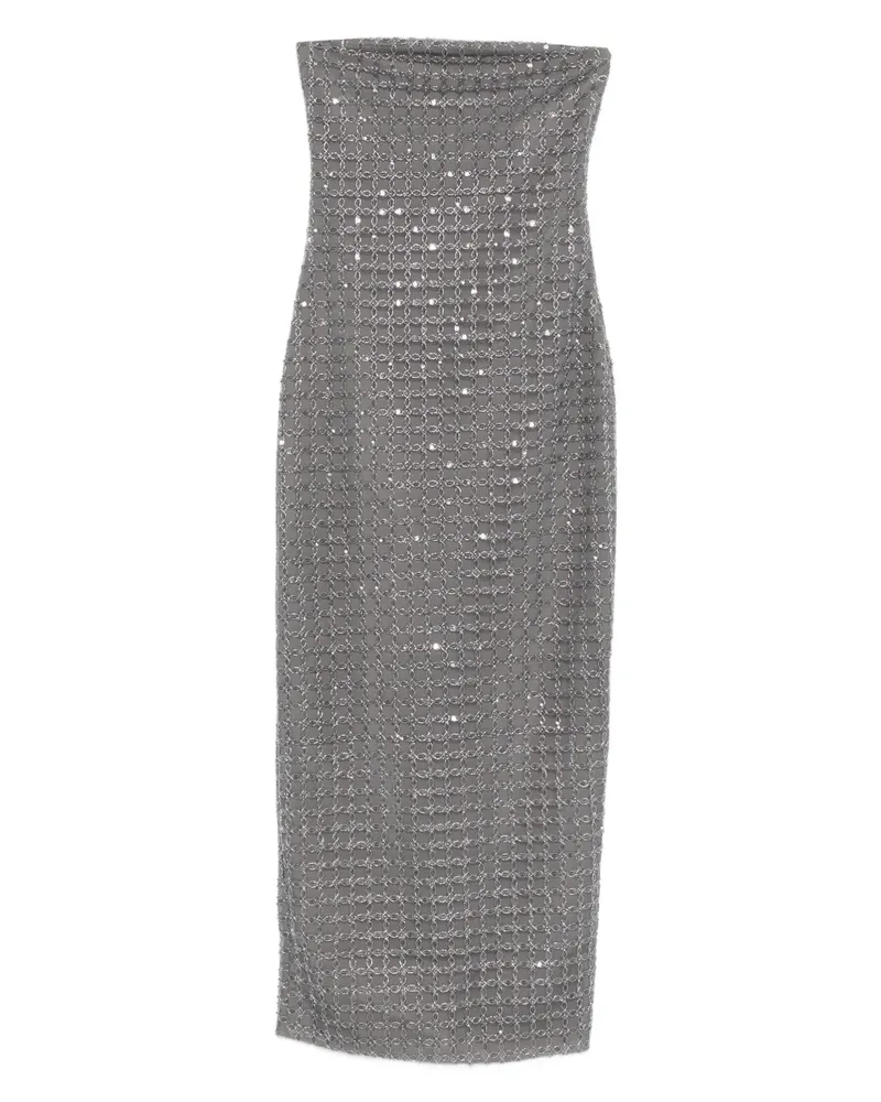 ROTATE Birger Christensen Maxikleid mit Perlen - Grau Grau