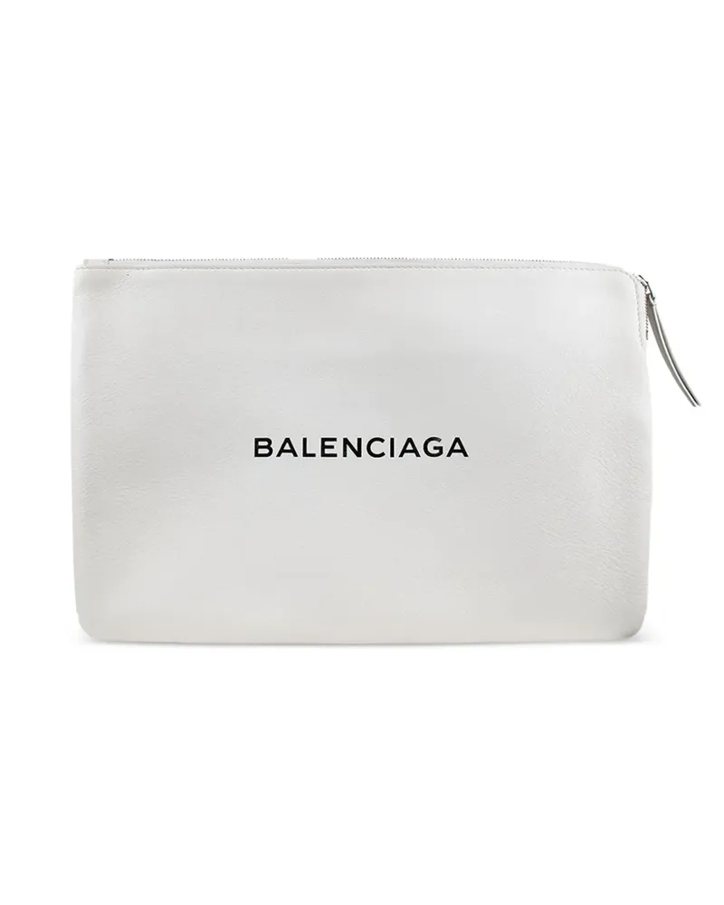 Balenciaga Everyday Clutch mit Logo - Weiß Weiß