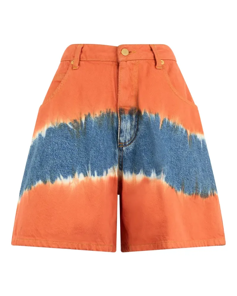Alberta Ferretti tie-dye denim shorts - Orange Orange