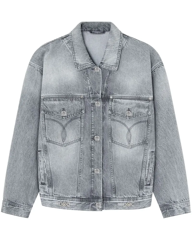 Versace Jeansjacke mit Logo-Applikation - Grau Grau