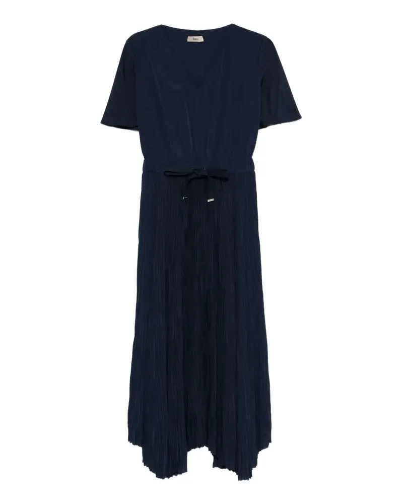 Herno pleated V-neck dress - Blau Blau