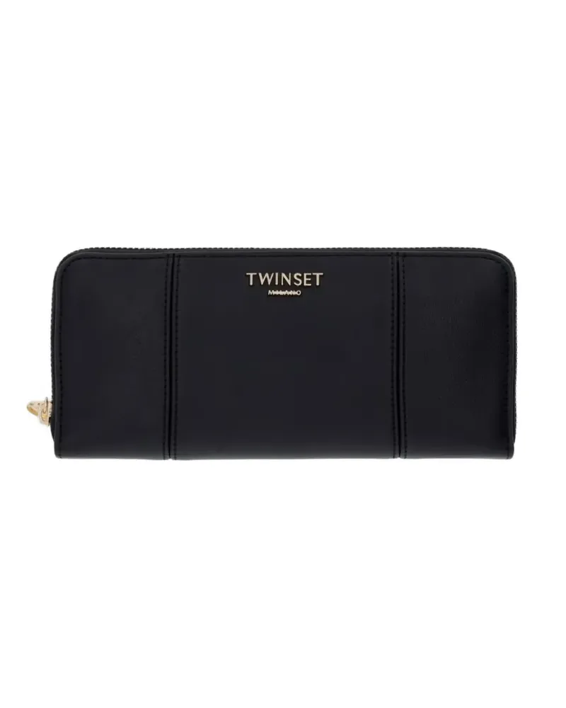 Twin-Set logo-plaque panelled wallet - Schwarz Schwarz