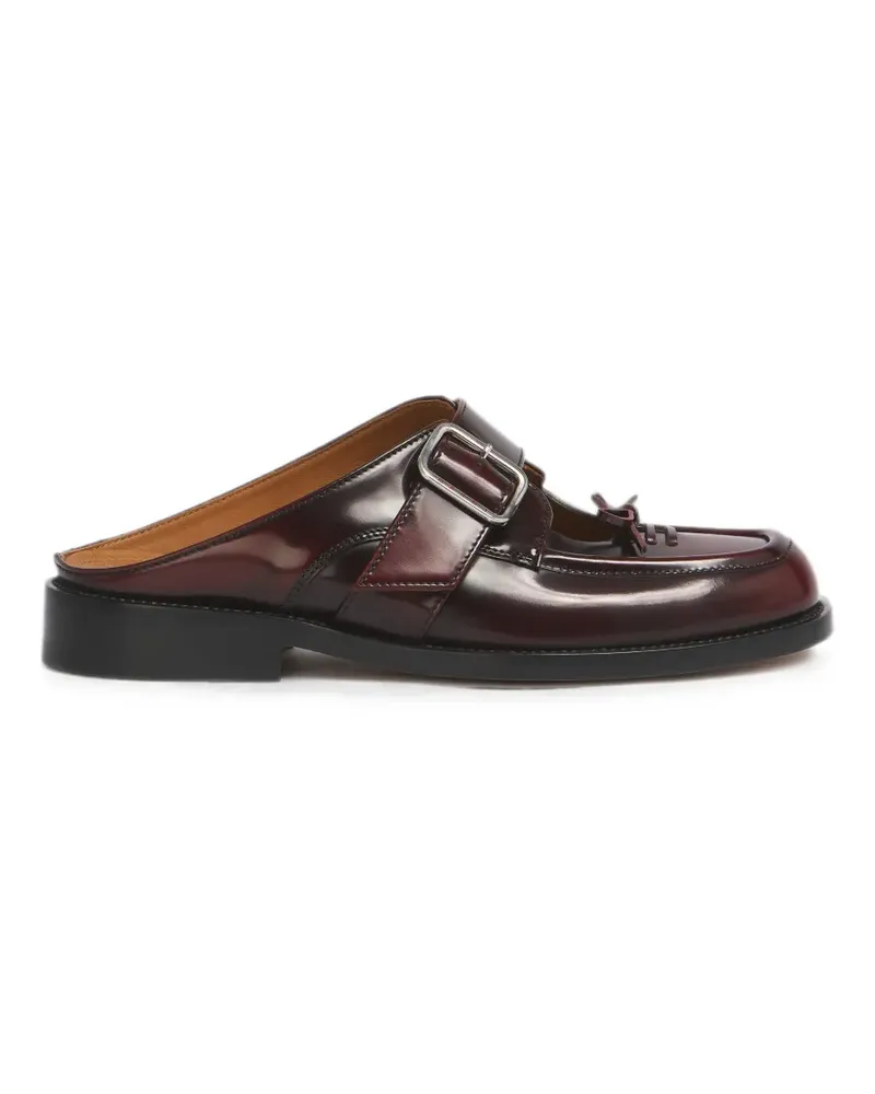 Marni burgundy leather Bambi-buckle sabots - Rot Rot