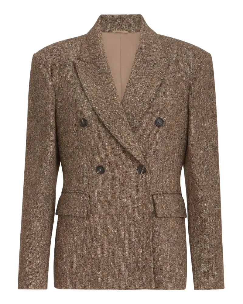 Brunello Cucinelli Virgin wool donegal blazer with Monili - Braun Braun