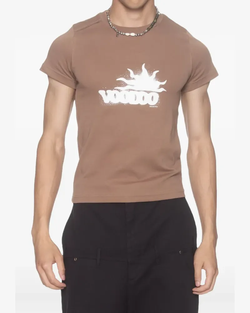 Spencer Badu Schmales Voodoo T-Shirt mit grafischem Print - Braun Braun