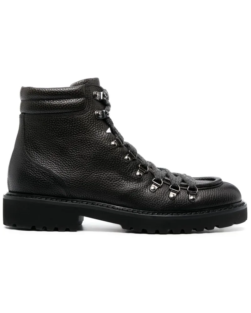 Doucal´s Schnürstiefel aus strukturiertem Leder - Schwarz Schwarz