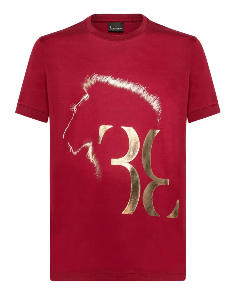 Billionaire T-Shirt mit Löwen-Print und rundem Ausschnitt - Rot Rot