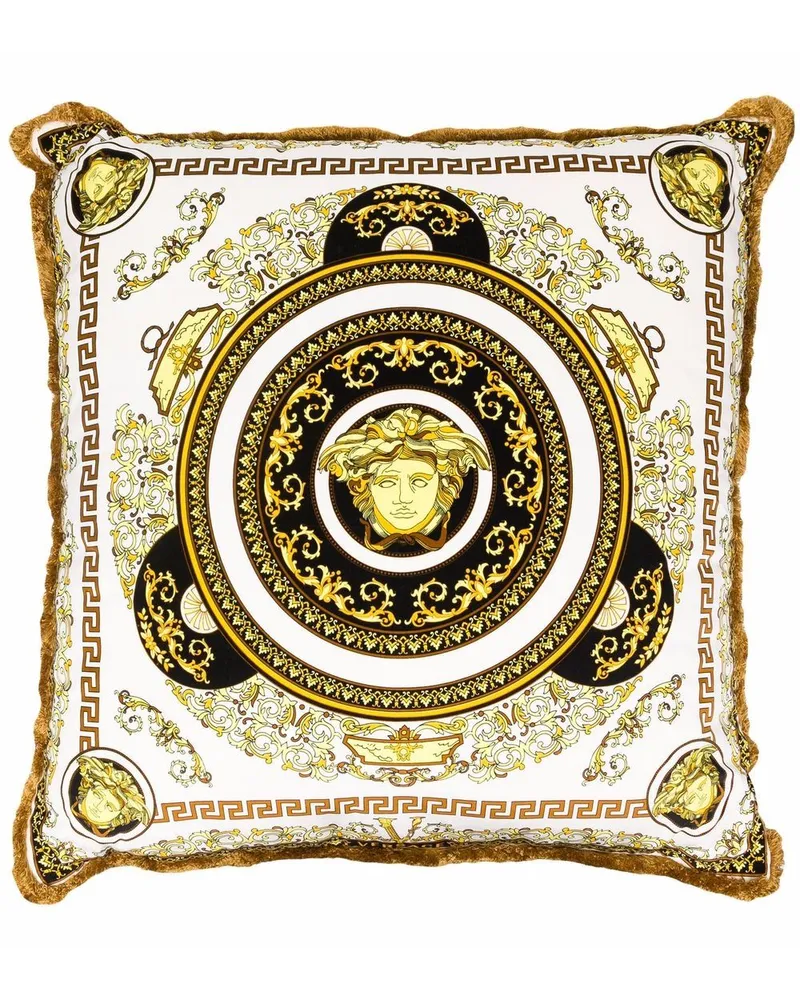 Versace Eckiges Kissen mit Medusa-Print - Weiß Weiß