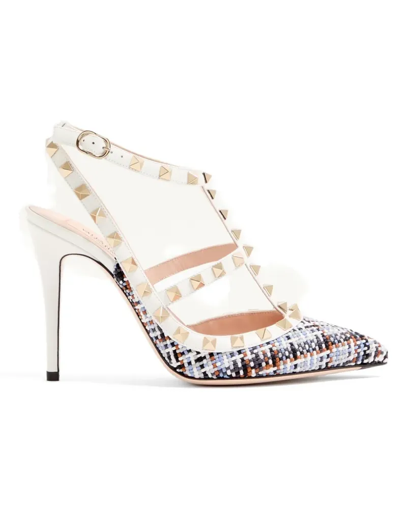 Valentino Garavani Rockstud Pumps aus gewebtem Stoff - Weiß Weiß