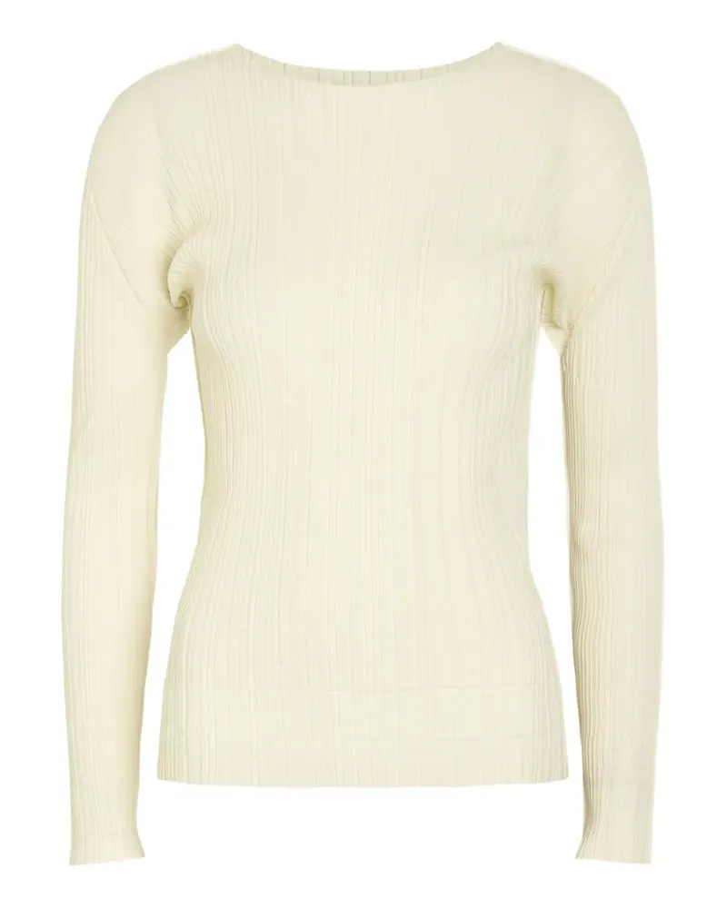 Issey Miyake plissé-effect long-sleeve top - Nude Nude