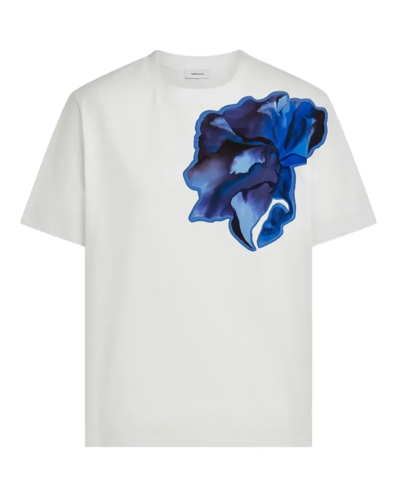 Ferragamo T-Shirt mit Nelken-Print - Weiß Weiß