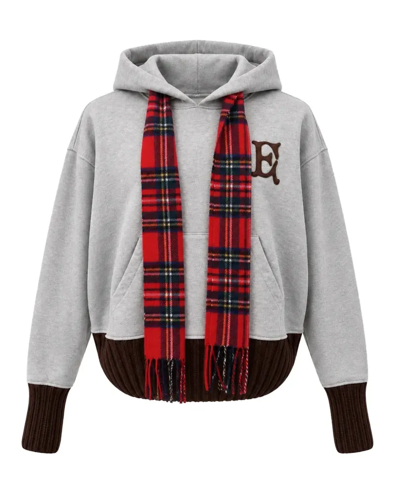 Egonlab logo-patch scarf-detail hoodie - Grau Grau
