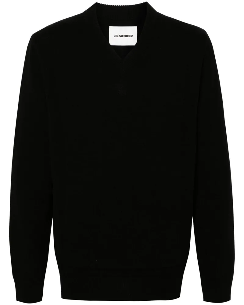 Jil Sander Strickpullover mit V-Ausschnitt - Schwarz Schwarz